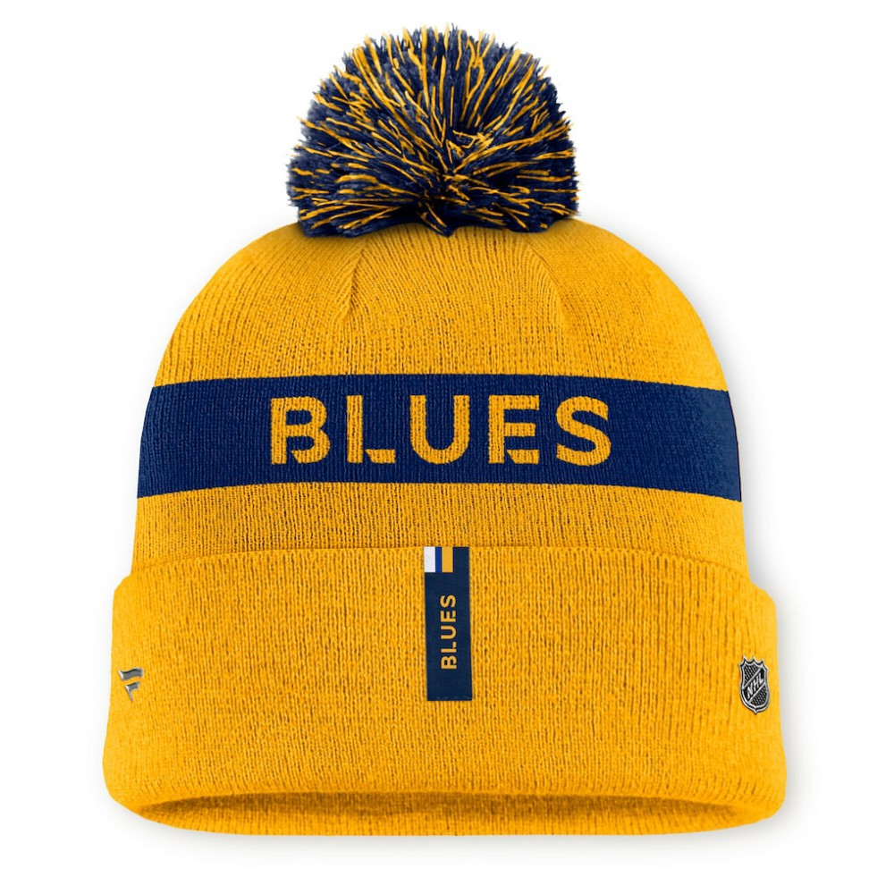 St. Louis Blues Fanatics Women's Authentic Pro Rink Cuffed Knit Hat with Pom