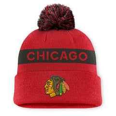 Chicago Blackhawks Fanatics Women's Authentic Pro Rink Cuffed Knit Hat with Pom