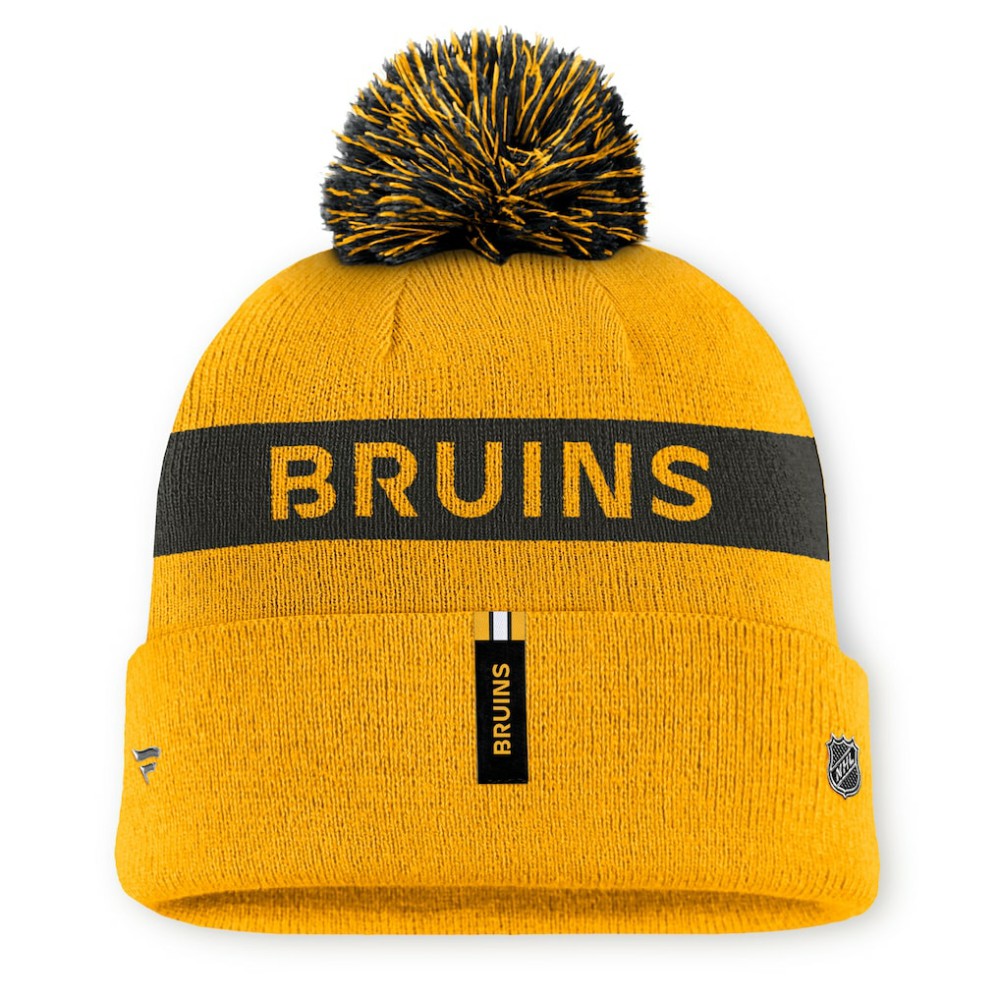 Boston Bruins Fanatics Women's Authentic Pro Rink Cuffed Knit Hat with Pom