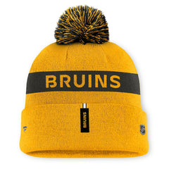 Boston Bruins Fanatics Women's Authentic Pro Rink Cuffed Knit Hat with Pom