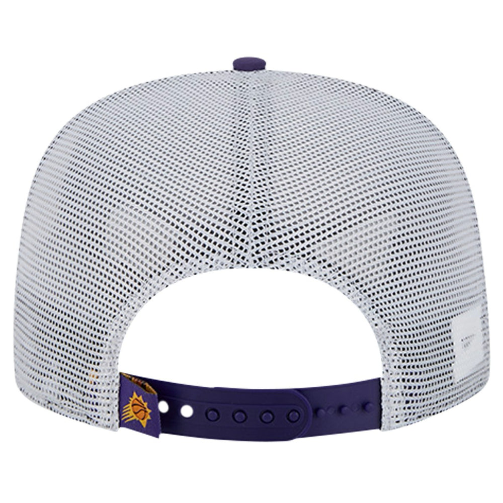 Phoenix Suns Puff Print Team Code A-Frame 9FIFTY Trucker Snapback Hat - Purple | New Era shop