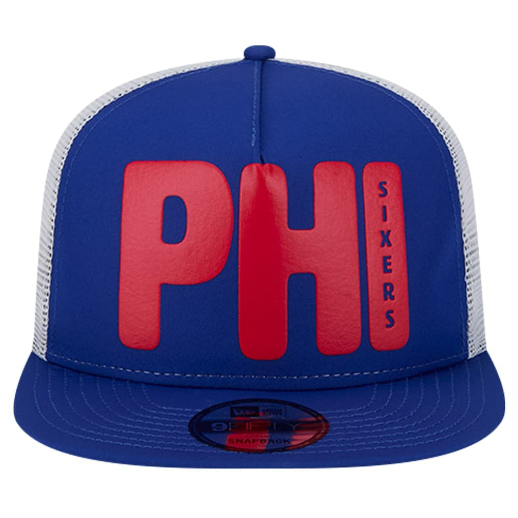Philadelphia 76ers Puff Print Team Code A-Frame 9FIFTY Trucker Snapback Hat - Royal | New Era outlet