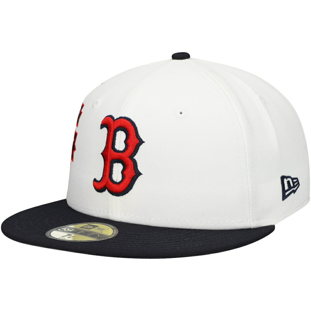 Boston Red Sox Major Sidepatch 59FIFTY Fitted Hat - White/Navy | New Era