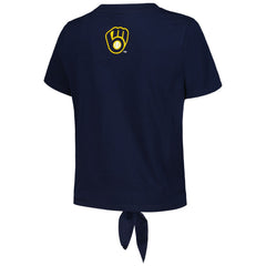 Milwaukee Brewers The Wild Collective Women's Twist Front T-Shirt - Navy