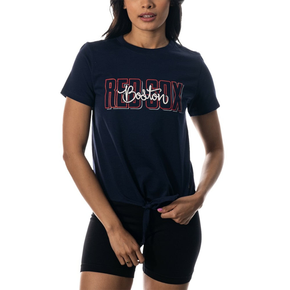 Boston Red Sox The Wild Collective Women's Twist Front T-Shirt - Navy