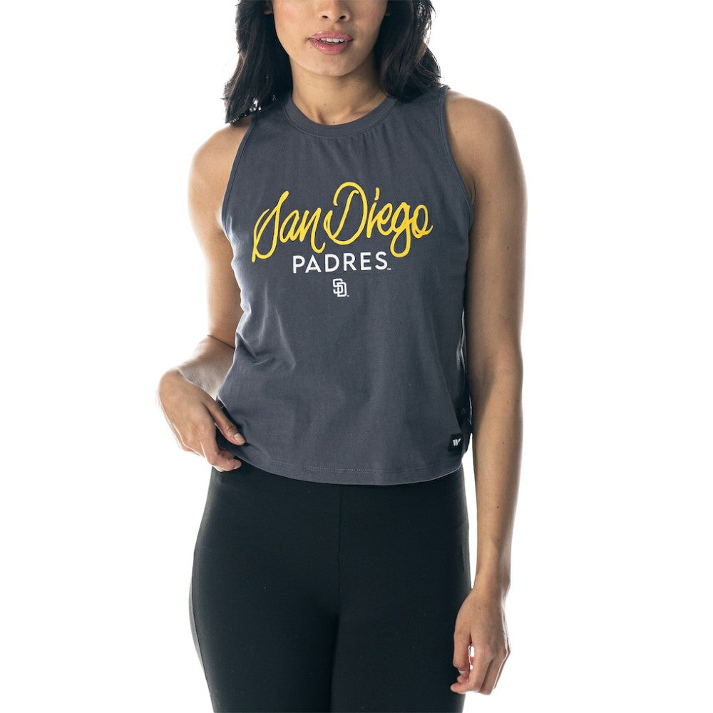 San Diego Padres The Wild Collective Women's Side Knot Tank Top - Charcoal