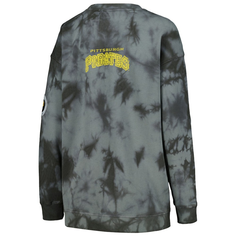 Pittsburgh Pirates The Wild Collective Women's Overdyed Pullover Sweatshirt - Charcoal