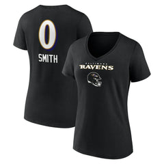 NFL Baltimore Ravens Roquan Smith  Women's Team Wordmark Player Name & Number V-Neck T-Shirt