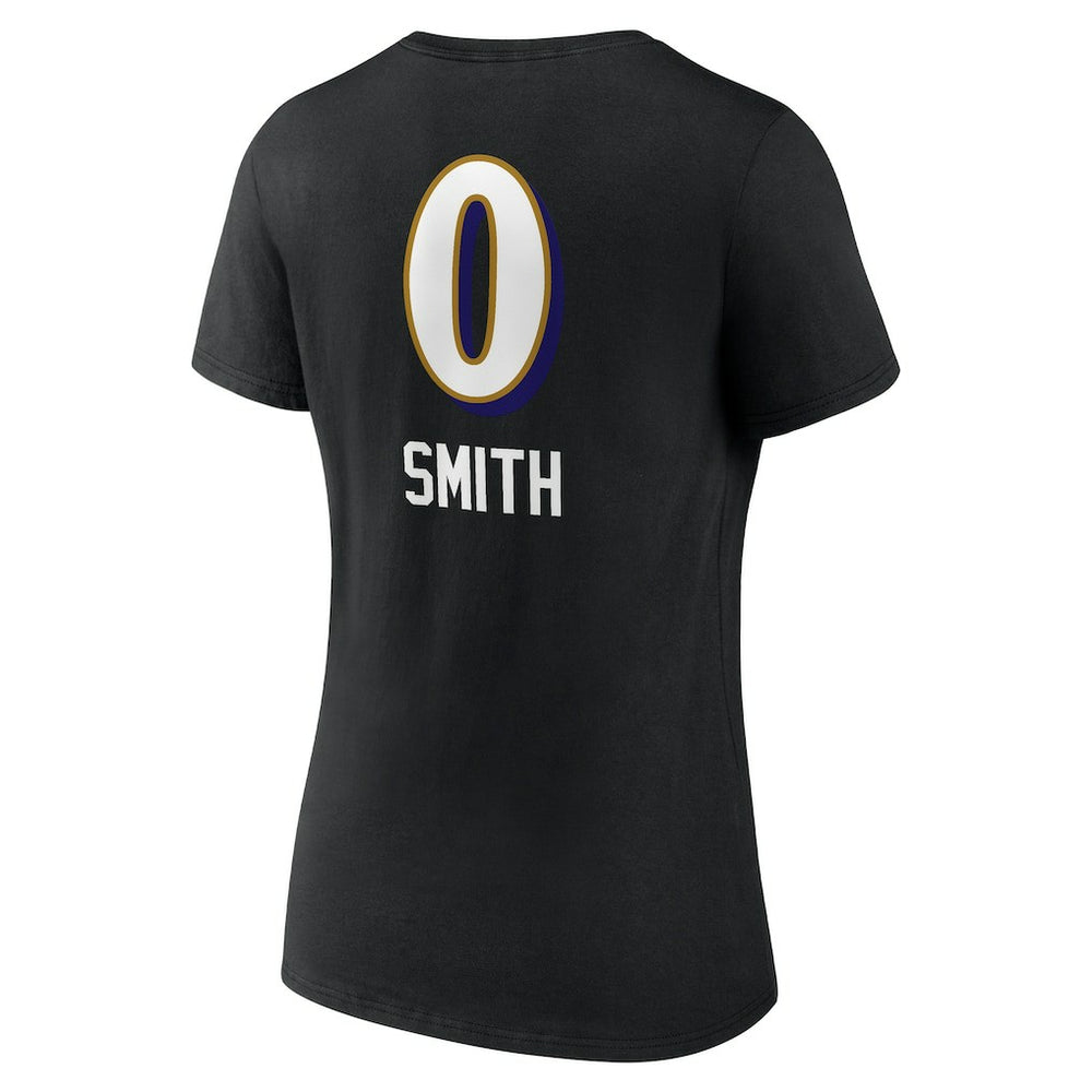 NFL Baltimore Ravens Roquan Smith  Women's Team Wordmark Player Name & Number V-Neck T-Shirt