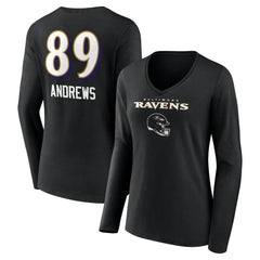 NFL Baltimore Ravens Mark Andrews  Women's Team Wordmark Player Name & Number Long Sleeve V-Neck T-Shirt