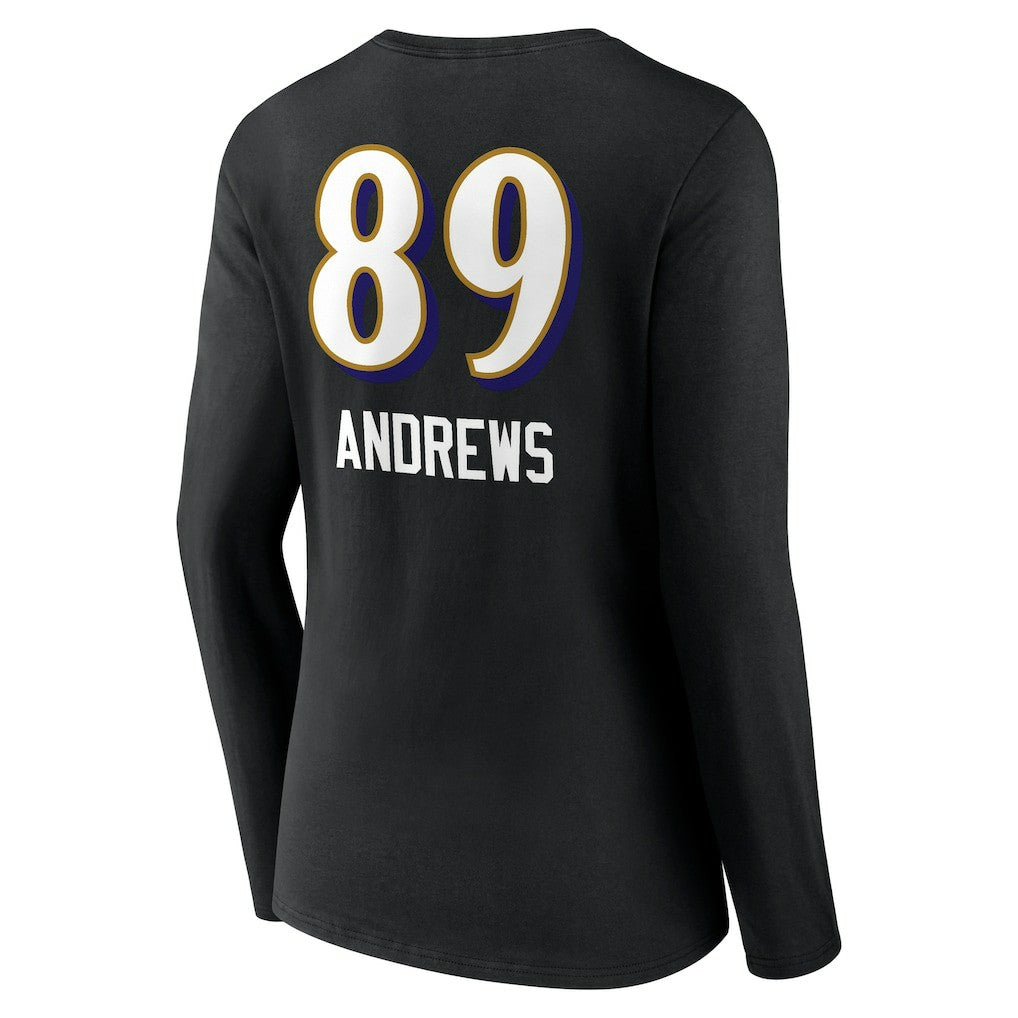 NFL Baltimore Ravens Mark Andrews  Women's Team Wordmark Player Name & Number Long Sleeve V-Neck T-Shirt