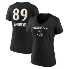 NFL Baltimore Ravens Mark Andrews  Women's Team Wordmark Player Name & Number V-Neck T-Shirt