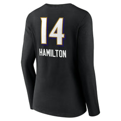 NFL Baltimore Ravens Kyle Hamilton  Women's Team Wordmark Player Name & Number Long Sleeve V-Neck T-Shirt