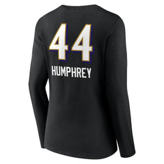 NFL Baltimore Ravens Marlon Humphrey  Women's Team Wordmark Player Name & Number Long Sleeve V-Neck T-Shirt