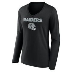 NFL Las Vegas Raiders Tyree Wilson  Women's Team Wordmark Player Name & Number Long Sleeve V-Neck T-Shirt