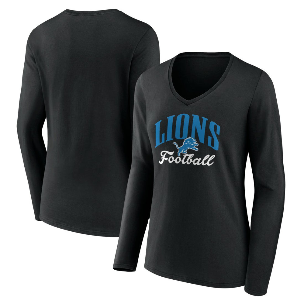 NFL Detroit Lions Women's Victory Script V-Neck Long Sleeve T-Shirt