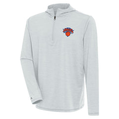 New York Knicks Antigua Tidy Quarter-Zip Lightweight Pullover Top - Heather Gray on sale