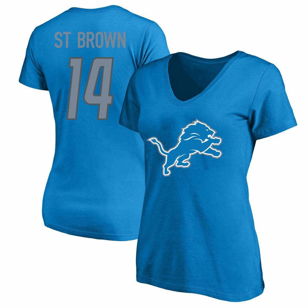 NFL Detroit Lions Amon-Ra St. Brown  Women's Plus Size Name & Number V-Neck T-Shirt