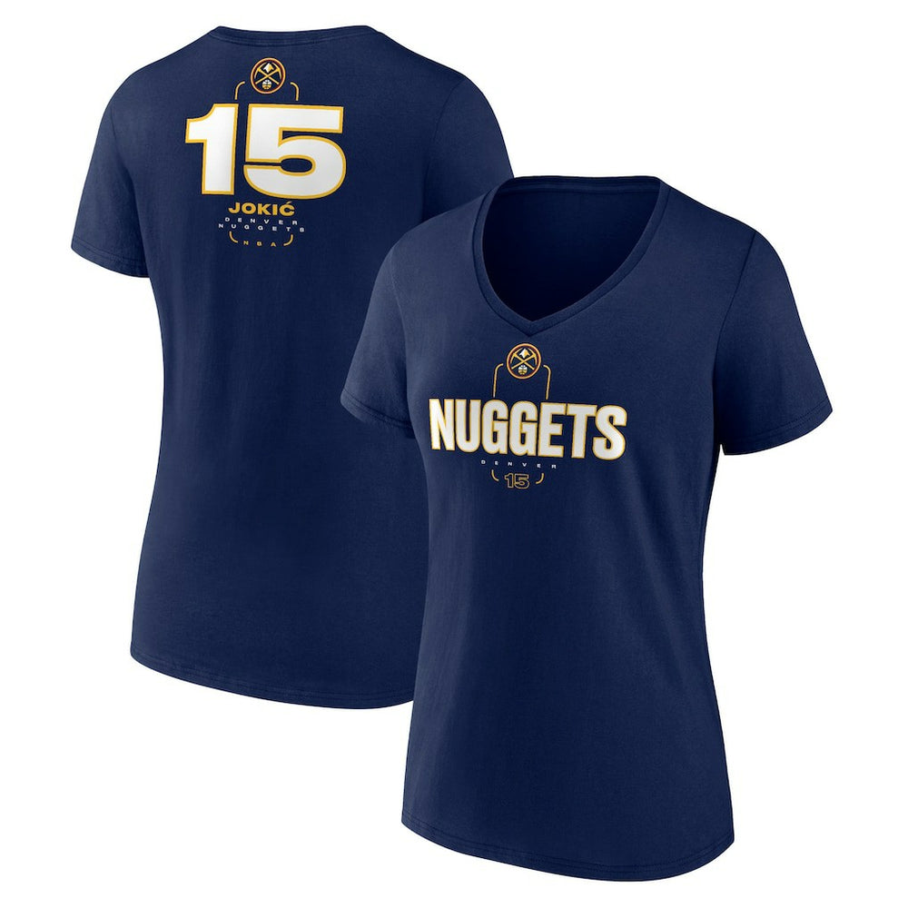 Nikola Jokic Denver Nuggets Women's Behind The Back Name & Number V-Neck T-Shirt sale - Navy online