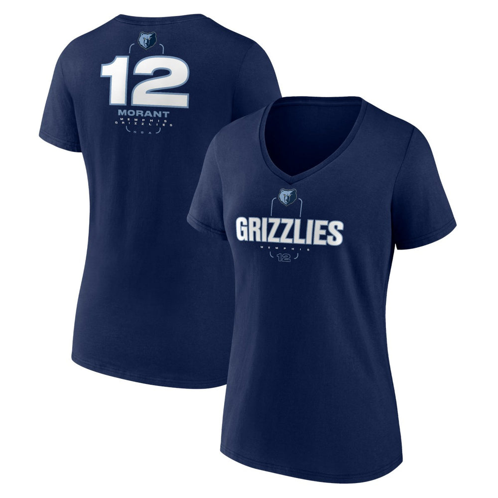 Ja Morant Memphis Grizzlies Women's Behind The Back Name & Number V-Neck T-Shirt - Navy cheap