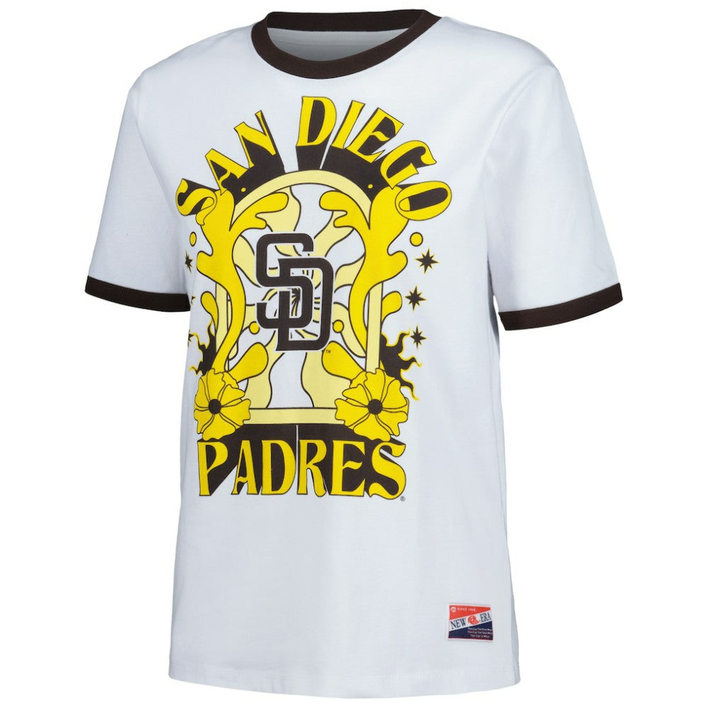 San Diego Padres Women's Oversized Ringer T-Shirt - White | New Era
