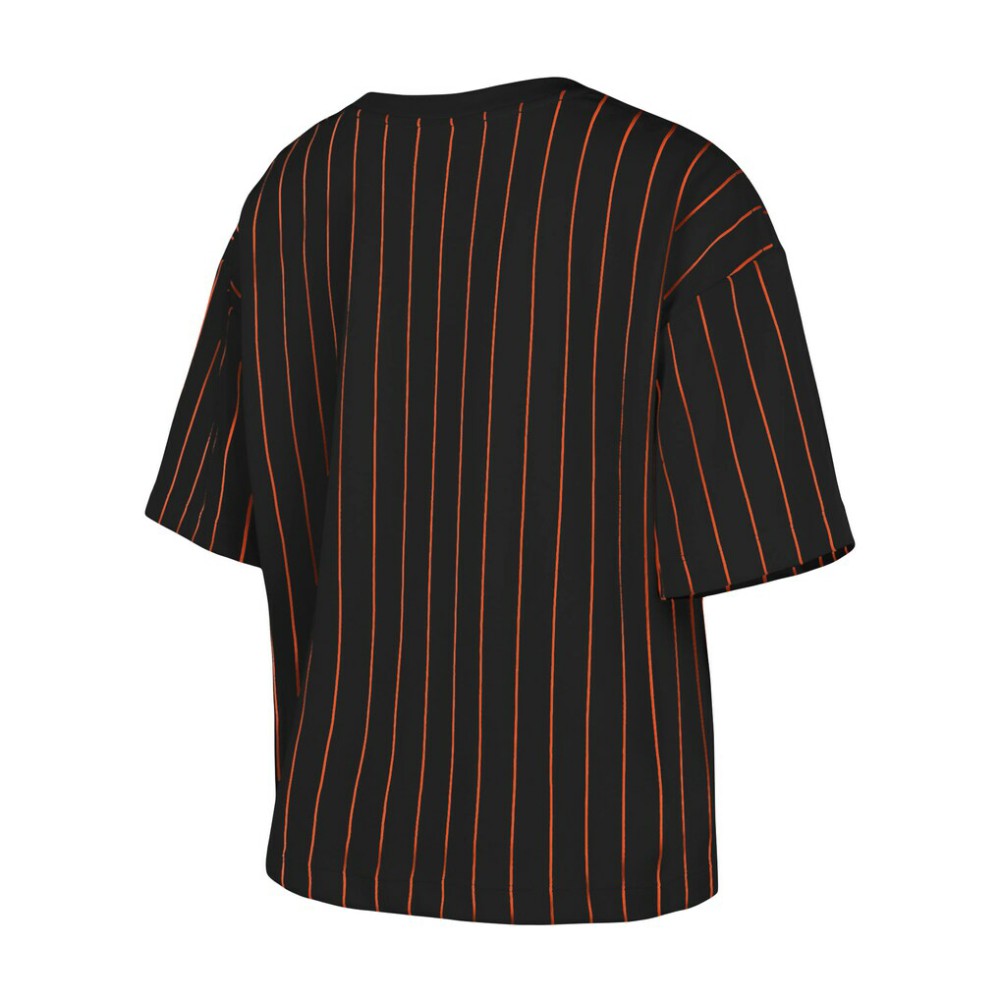 San Francisco Giants Women's Boxy Pinstripe T-Shirt - Black | New Era