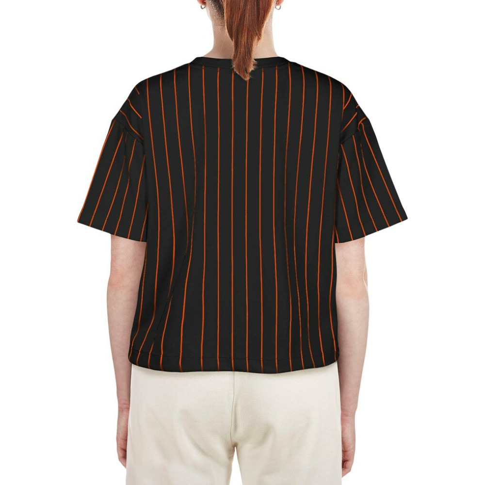San Francisco Giants Women's Boxy Pinstripe T-Shirt - Black | New Era