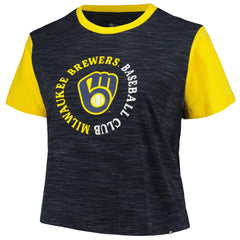 Milwaukee Brewers Women's Plus Size Crossover Back Cropped T-Shirt - Navy | New Era