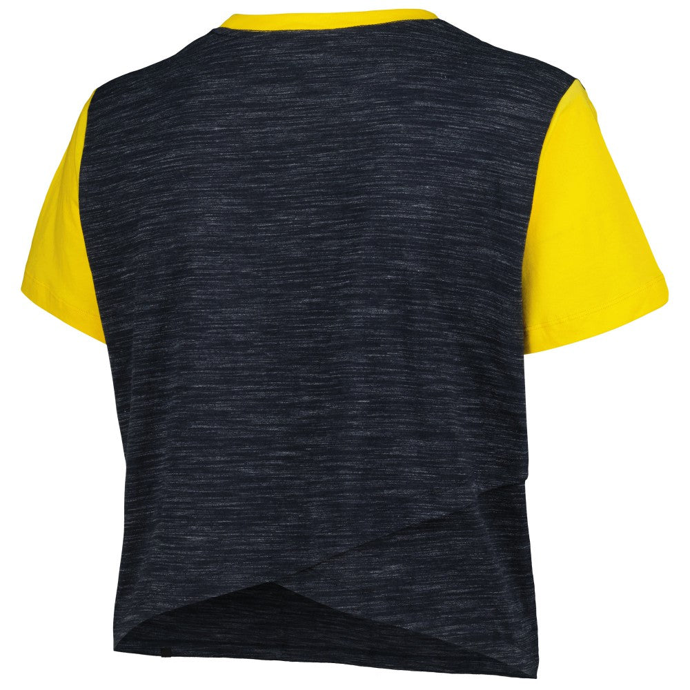 Milwaukee Brewers Women's Plus Size Crossover Back Cropped T-Shirt - Navy | New Era