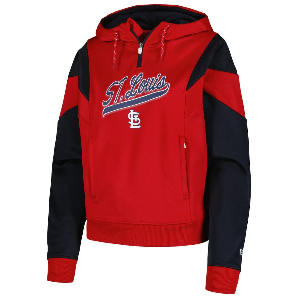 St. Louis Cardinals Women's Color Block Fleece Quarter-Zip Hoodie - Red | New Era