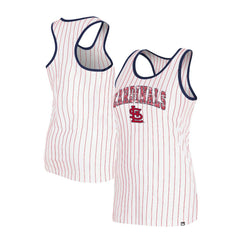 St. Louis Cardinals Women's Sequin Pinstripe Racerback Tank Top - White | New Era