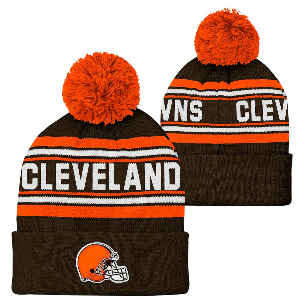 NFL Cleveland Browns Youth Jacquard Cuffed Knit Hat with Pom