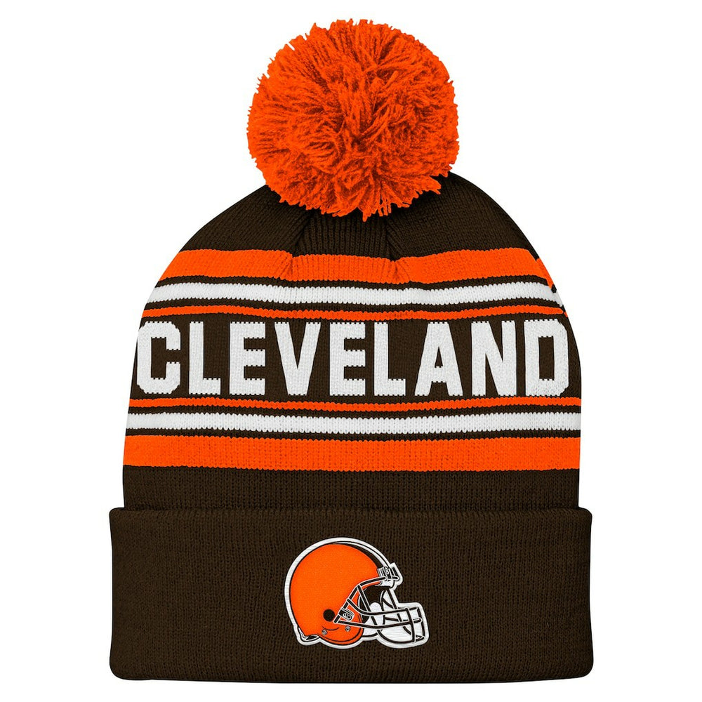 NFL Cleveland Browns Youth Jacquard Cuffed Knit Hat with Pom