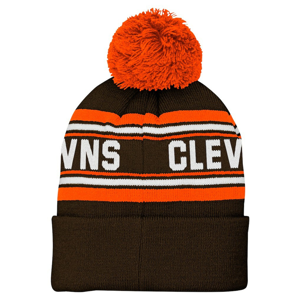 NFL Cleveland Browns Youth Jacquard Cuffed Knit Hat with Pom