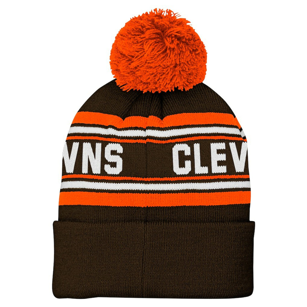 NFL Cleveland Browns Youth Jacquard Cuffed Knit Hat with Pom