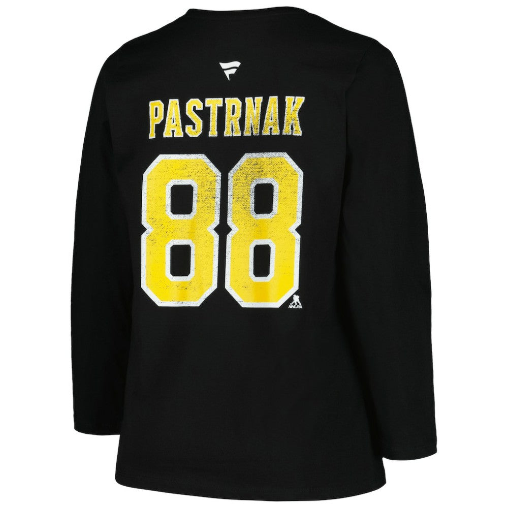 Boston Bruins Profile Women's Plus Size Distressed Printed Name & Number Long Sleeve T-Shirt