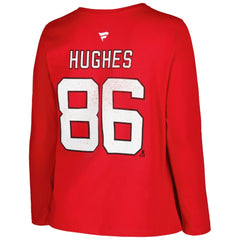 New Jersey Devils Profile Women's Plus Size Distressed Printed Name & Number Long Sleeve T-Shirt