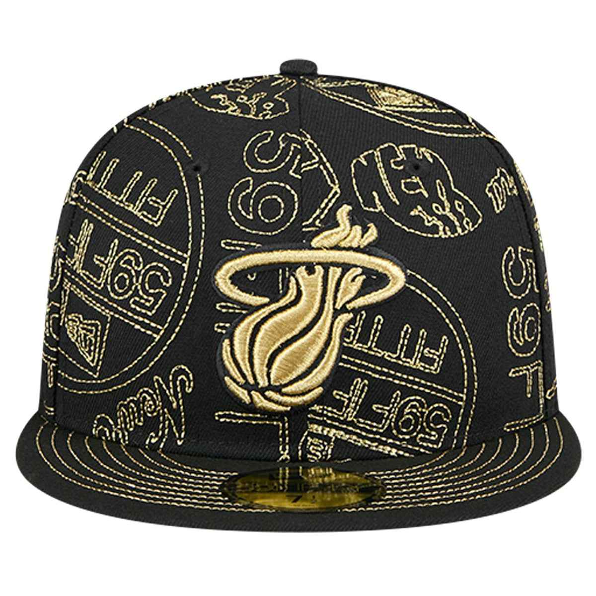 Miami Heat 59FIFTY Day Allover Print Stencil Fitted Hat - Black | New Era sale