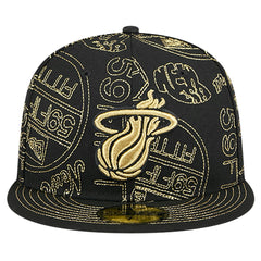 Miami Heat 59FIFTY Day Allover Print Stencil Fitted Hat - Black | New Era sale