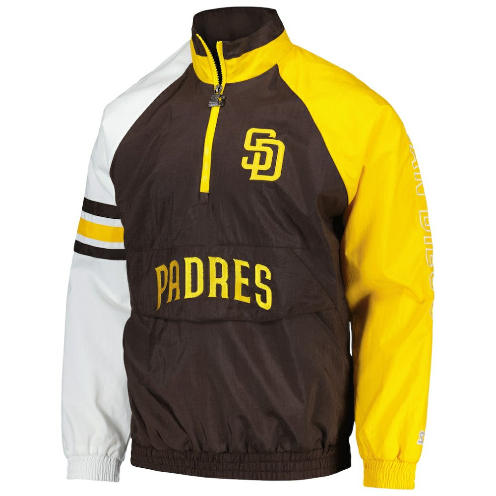 San Diego Padres Starter Elite Raglan Half-Zip Jacket - Brown/Gold