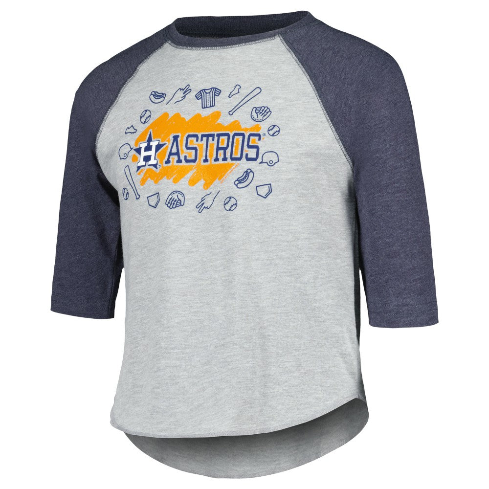 Houston Astros Soft as a Grape Youth Raglan 3/4 Sleeve T-Shirt - Heather Gray