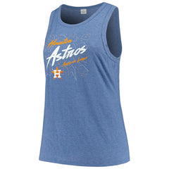 Houston Astros Soft as a Grape Women's Plus Size Curvy High Neck Tri-Blend Tank Top - Navy