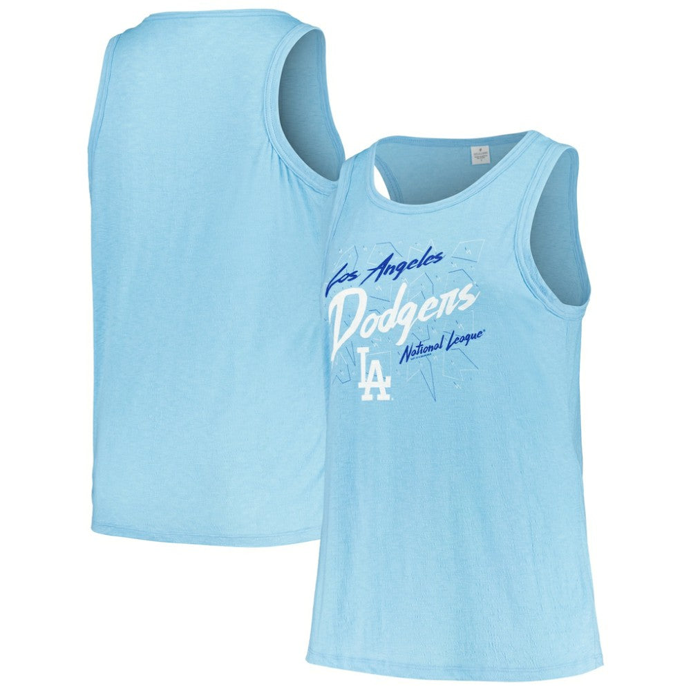 Los Angeles Dodgers Soft as a Grape Women's Plus Size Curvy High Neck Tri-Blend Tank Top - Light Blue