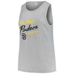 San Diego Padres Soft as a Grape Women's Plus Size Curvy High Neck Tri-Blend Tank Top - Steel