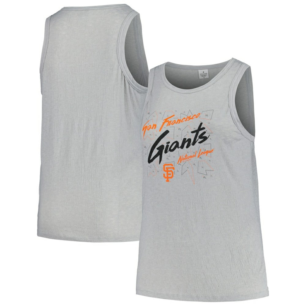 San Francisco Giants Soft as a Grape Women's Plus Size Curvy High Neck Tri-Blend Tank Top - Steel