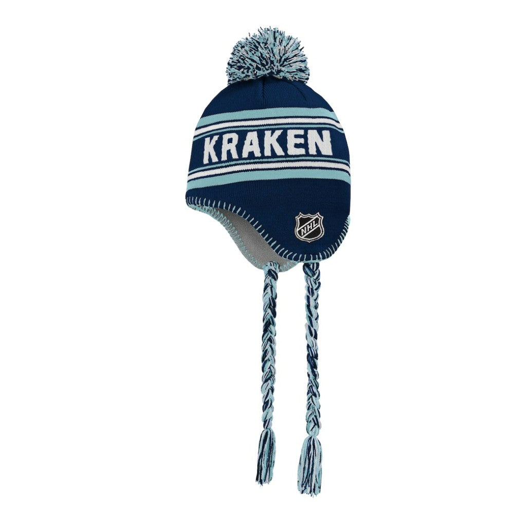 Seattle Kraken Youth Jacquard Tassel Knit Hat with Pom