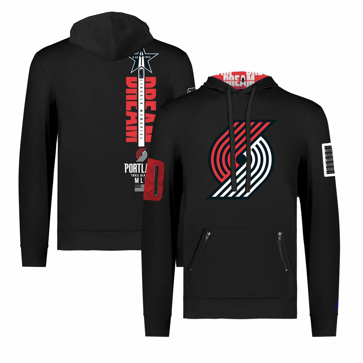 Portland Trail Blazers FISLL x Black History Collection Unisex Pullover Hoodie - Black discount