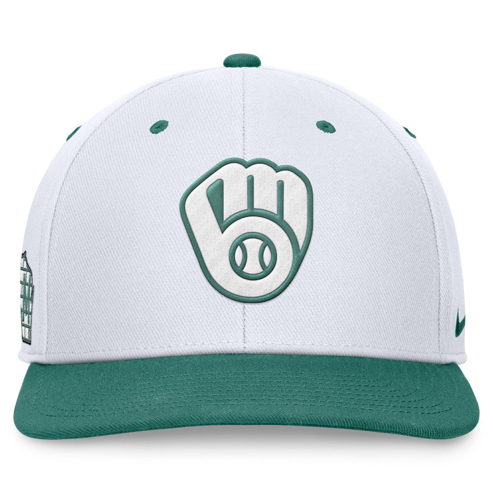 Milwaukee Brewers Bicoastal Two-Tone Pro Performance Snapback Hat - White/Green | Nike