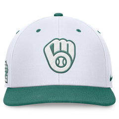 Milwaukee Brewers Bicoastal Two-Tone Pro Performance Snapback Hat - White/Green | Nike