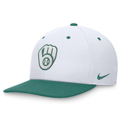 Milwaukee Brewers Bicoastal Two-Tone Pro Performance Snapback Hat - White/Green | Nike